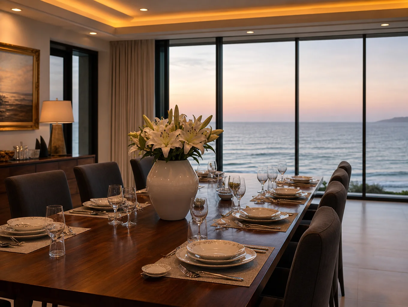 Elegant dining area for guests
